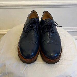 Simona Brogue Women’s Navy Leather Shoes